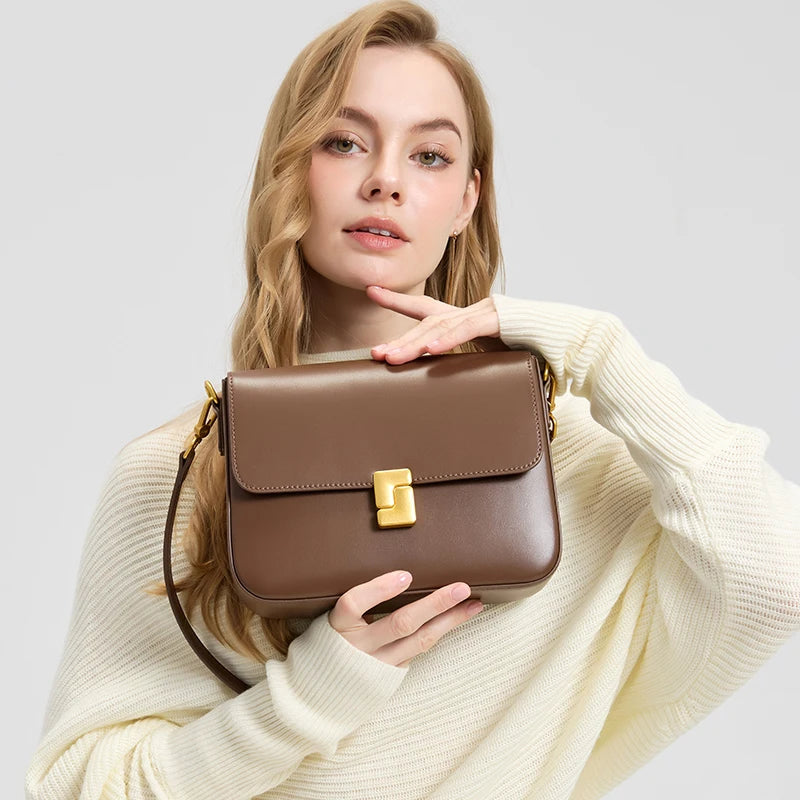 Sac bandoulière cuir de vache–Petit Sac selle chic toutes saisons MYNELIA