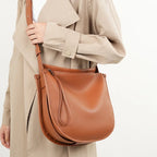 Sac Demi-Lune en Cuir Véritable Souple Vintage