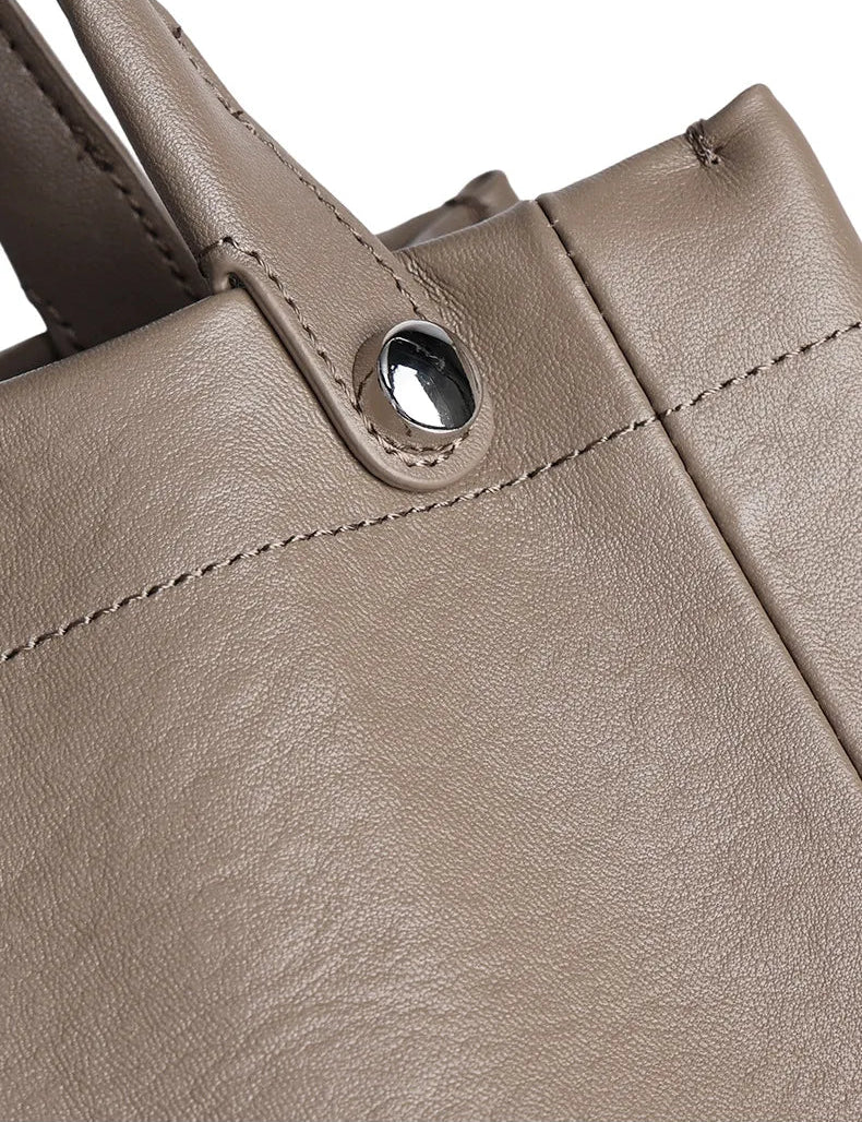 Sac cabas souple en cuir véritable à poches intérieures