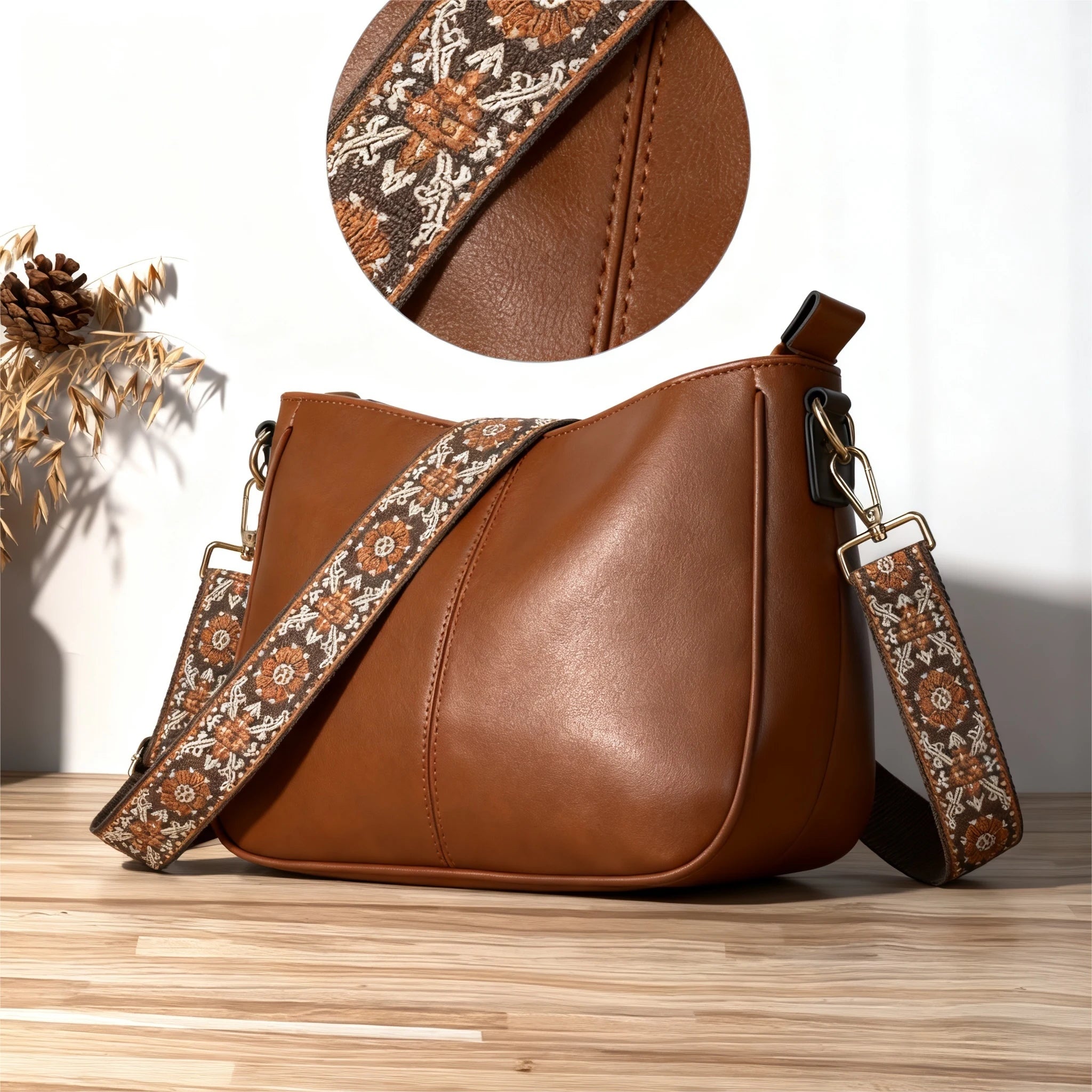 Sac à main en cuir vegan Éco-Responsable – Forme rectangulaire, Poche Zip