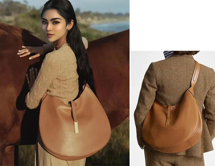 Sac à bandoulière en daim Véritable – Style équestre MYNELIA
