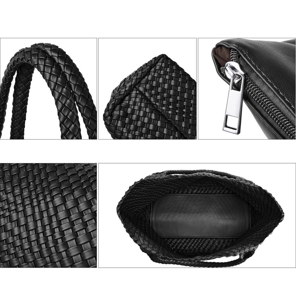 Sac Tote tressé en cuir PU vegan – Artisanal, Fermeture Hasp