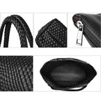 Sac Tote tressé en cuir PU vegan – Artisanal, Fermeture Hasp