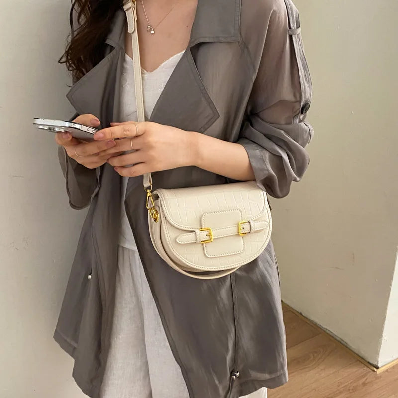Sac en cuir PU Motif Croco Boucle Magnétique K-Fashion