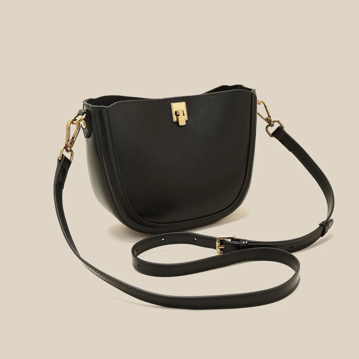 Sac en Cuir Véritable  Rabat Hasp 3 Poches Croisé Vintage