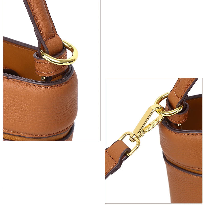 Sac seau cuir vache femme – Triple Port Bandoulière