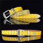 Ceinture en cuir PU Strass Incrustés – Style glamour