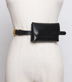 Ceinture cuir véritable avec pochette – Style Coréen Minimaliste