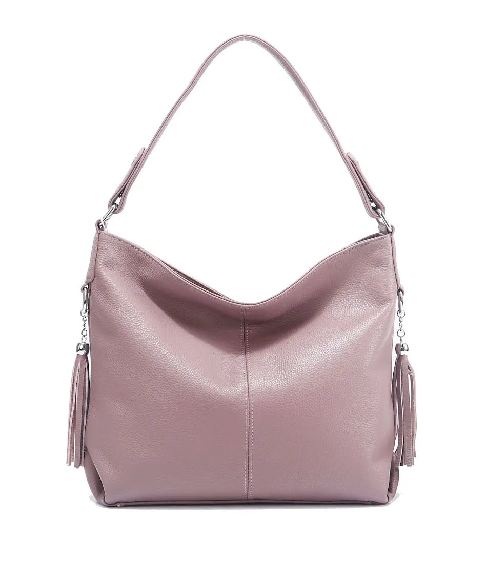 Zency Fashion Soft Real Genuine Leather Tassel Women's Handbag Ladies Shoulder Tote Messenger Hobo Bag Satchel Purple Green MYNELIA