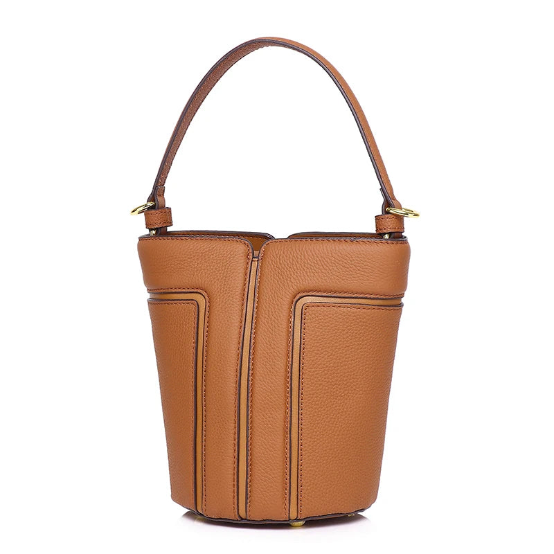 Sac seau cuir vache femme – Triple Port Bandoulière