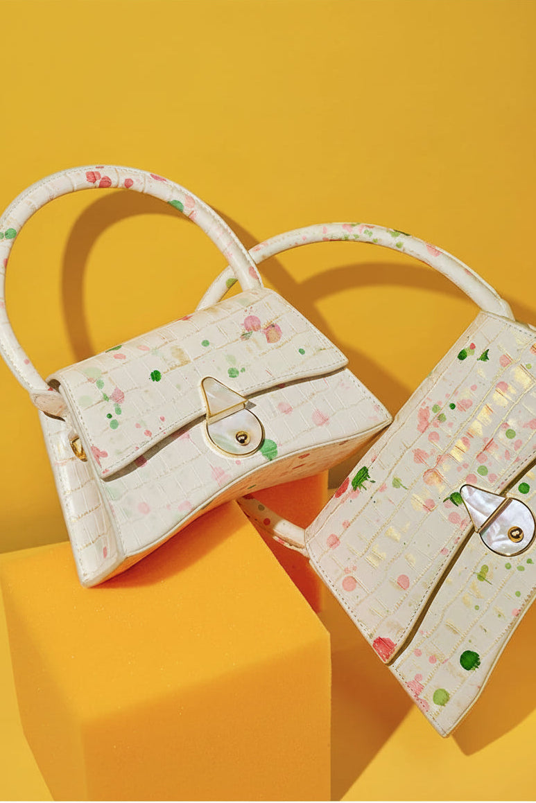 Sac en cuir véritable LAFESTIN – Motif floral,Poche rabat
