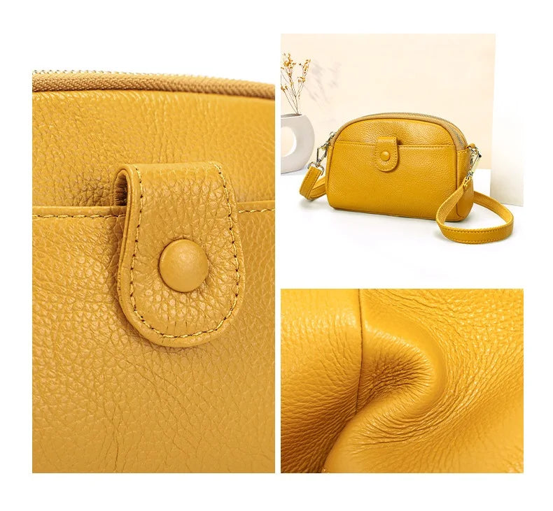 Petit sac épaule en cuir de vachette à poches intérieures