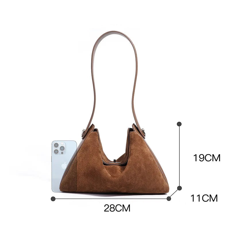 Sac tote en velours Suédé & cuir de vache-Grande Capacité MYNELIA