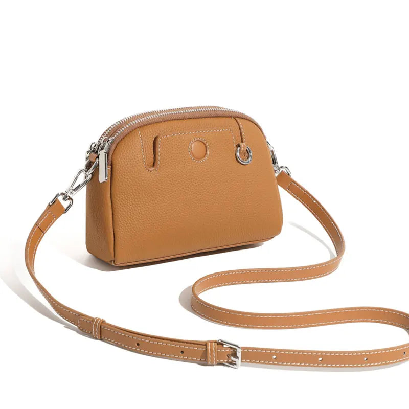 Mini sac coquille femme en cuir de vache véritable – 18 × 6 × 14 cm