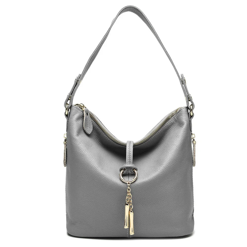 Sac hobo cuir véritable- Zippé bandoulière MYNELIA