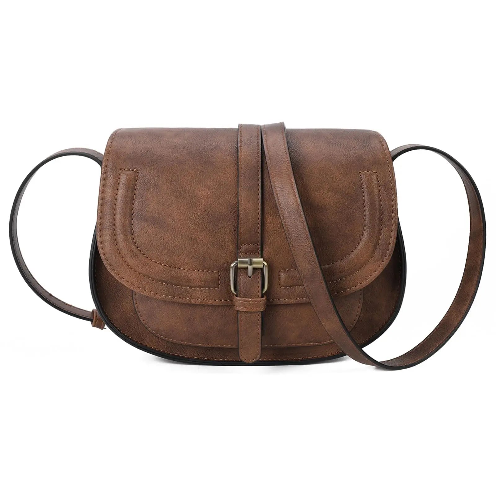 Sac à main Crossbody Cuir PU – Style Boho Selle,Décoration Frondée MYNELIA