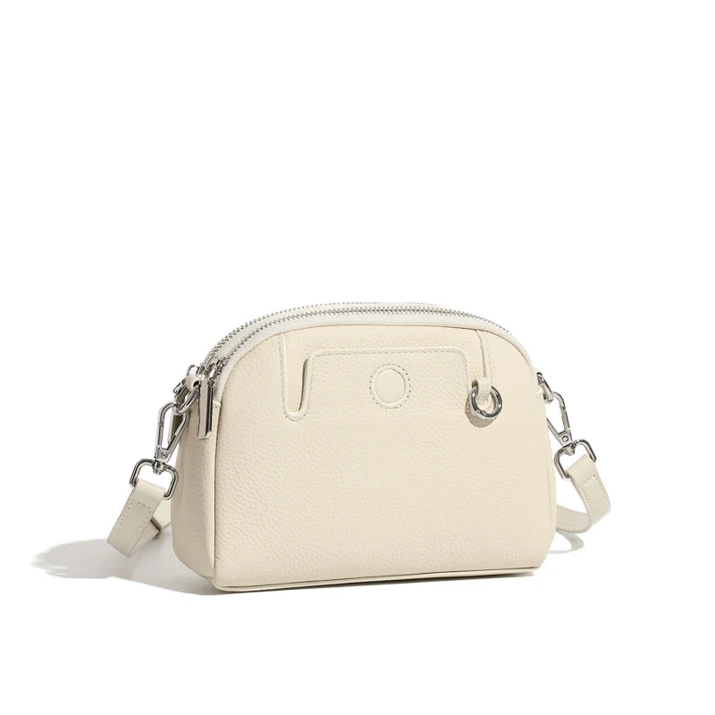 Mini sac coquille femme en cuir de vache véritable – 18 × 6 × 14 cm
