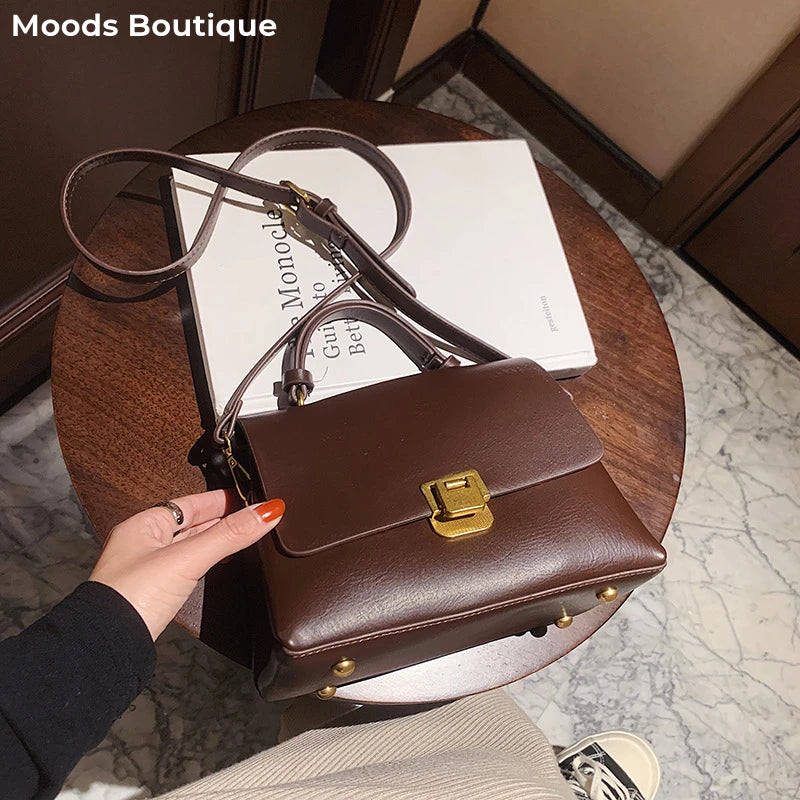 Sac à main vintage–Bandoulière fermoir doré style rétro chic MYNELIA