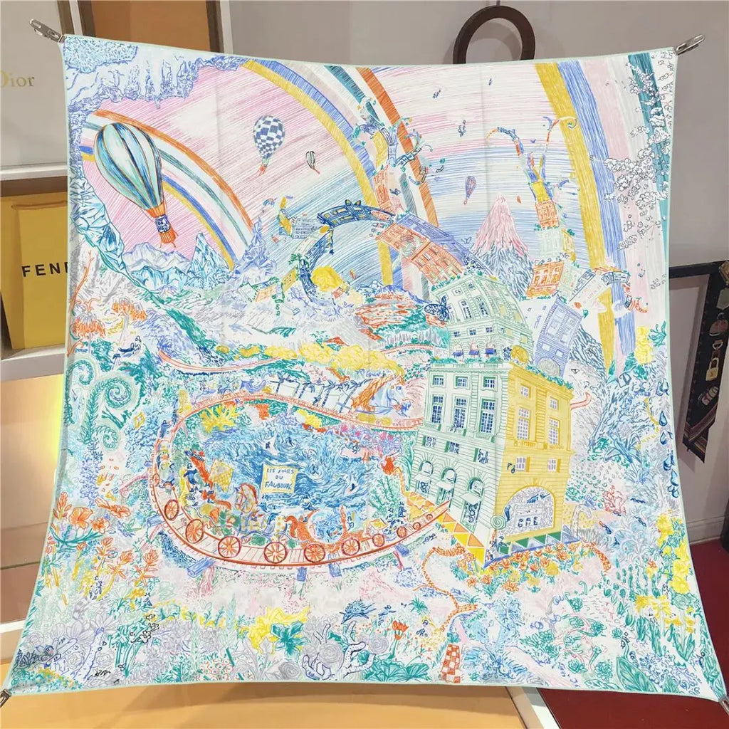 90*90CM Halstuch Vier Jahreszeiten Luxus Quadratische Seidenschals Europa Und Amerika Mode Bandanas Neue Twill-Druck Sonnenschutz Schals