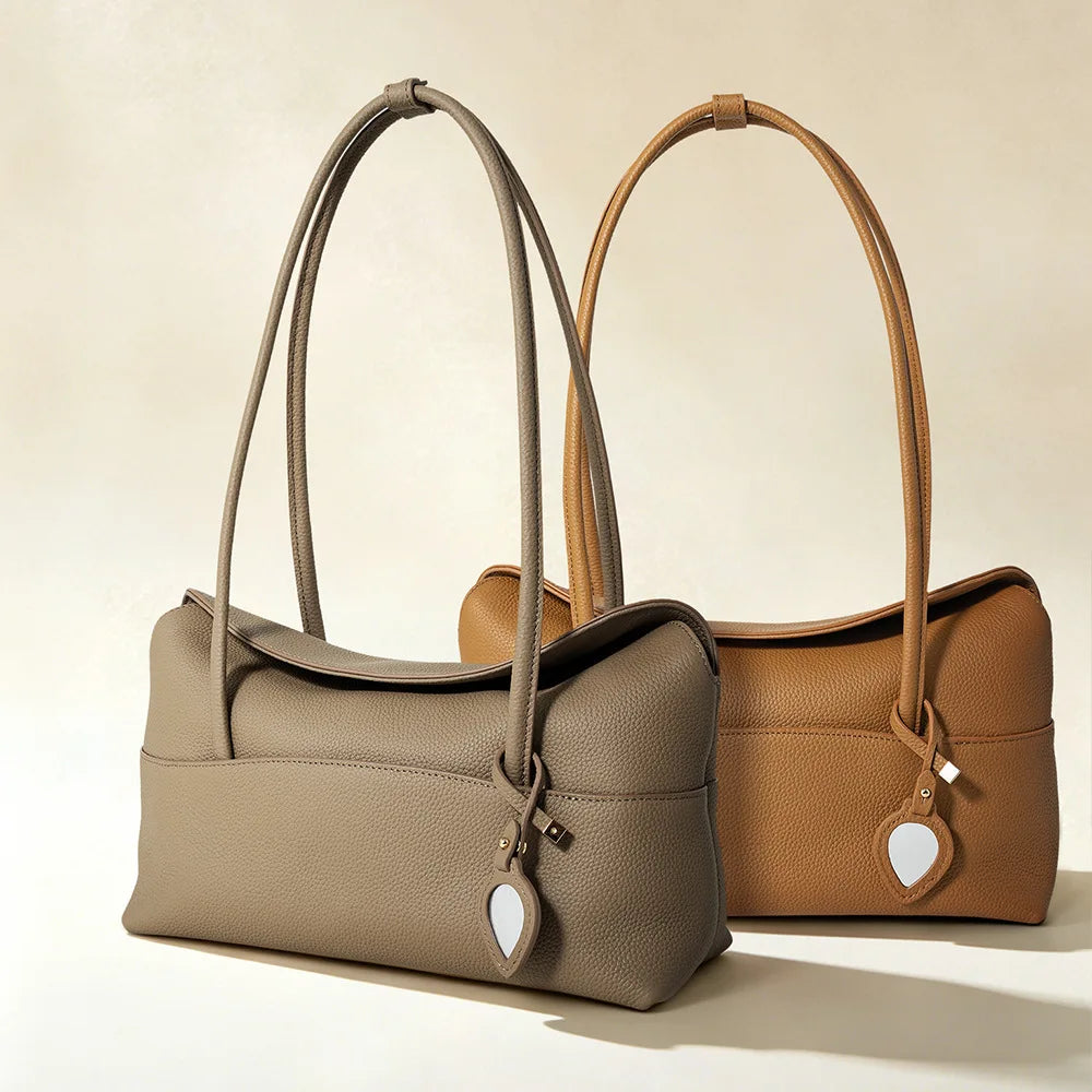 Sac à main en cuir véritable première fleur – Design niche & grande capacité