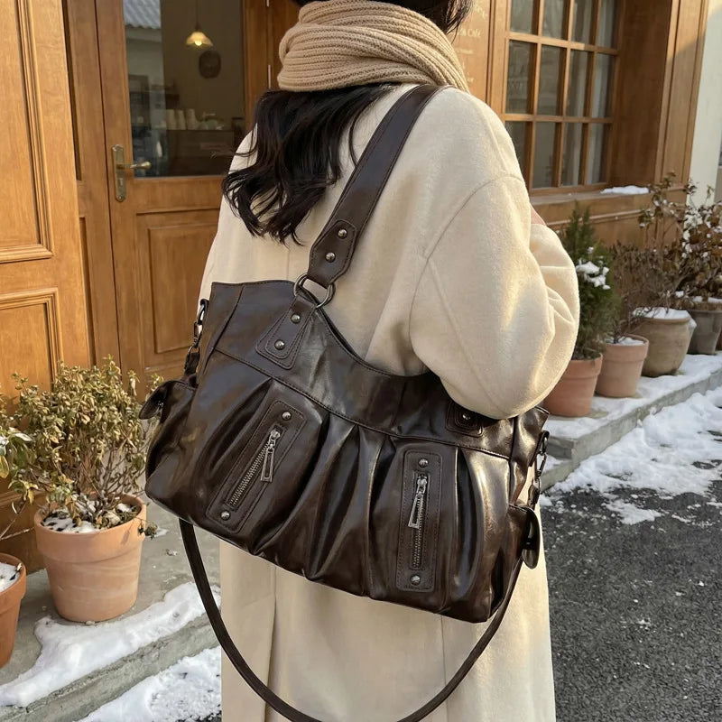 Sac bandoulière rétro – Cuir PU Souple - Style vintage