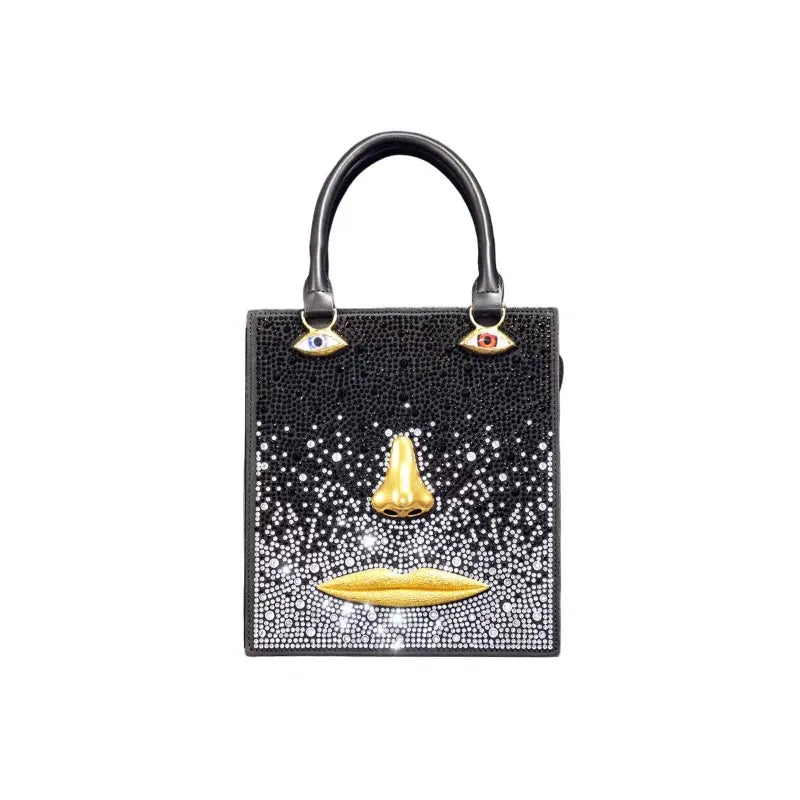 Sac bandoulière femme rigide à visage en relief 3D – TPU