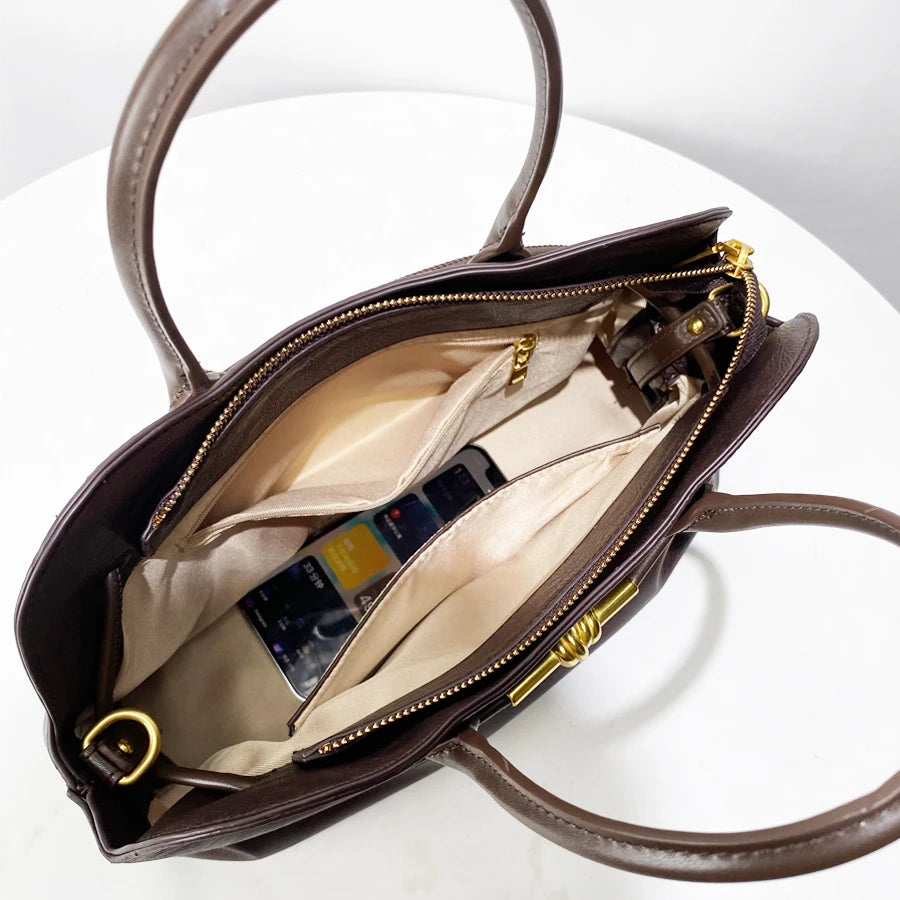 Sac Tote  en cuir PU– Style Vintage Luxe