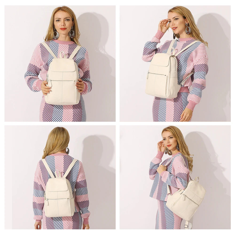 Sac à dos femme en cuir véritable – Anti-Vol, Grande Capacité MYNELIA