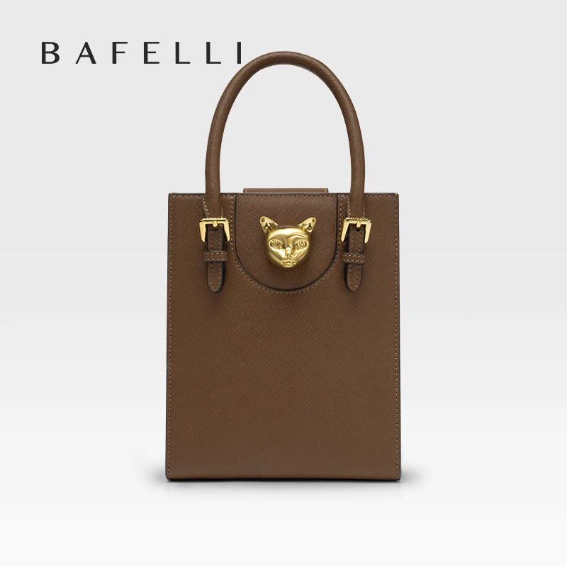 Sac box cuir véritable – Verrou décoratif structure rigide