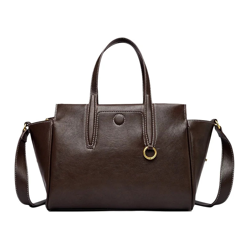Sac Tote PU Cuir Vegan Souple Double Fermeture