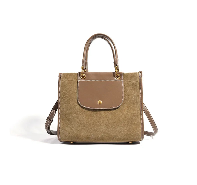 Wildleder Tragetasche Herbst Winter Neues kleines Design Vintage Aktentasche Mode Minimalistische Schulter Umhängetasche für Damen Handtaschen