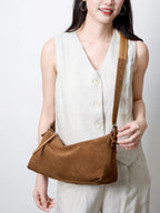 Sac à main en daim cuir véritable-Style Coréen,Large Bandoulière,Luxe Léger MYNELIA
