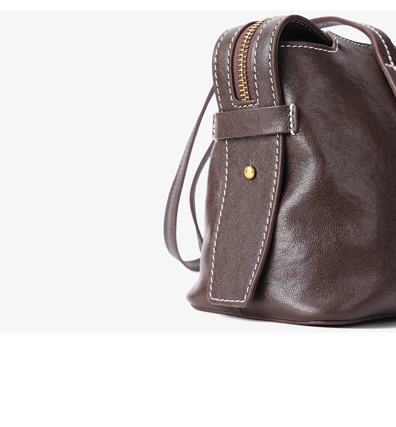 Sac Satchel Slim Cuir Oil Wax Couture Contrastée
