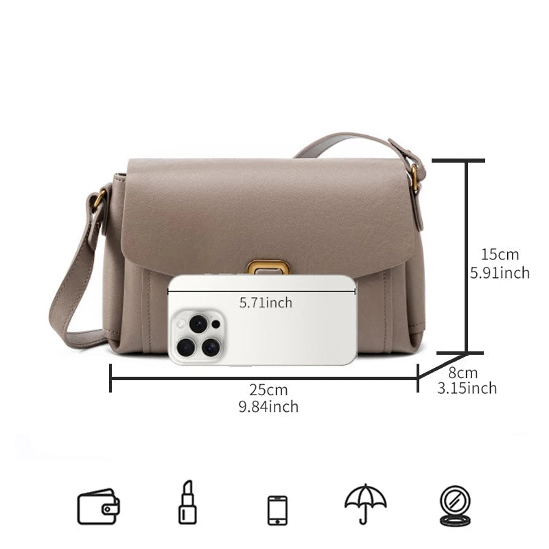 Sac bandoulière en cuir Véritable – Style Rétro,Poches intérieures