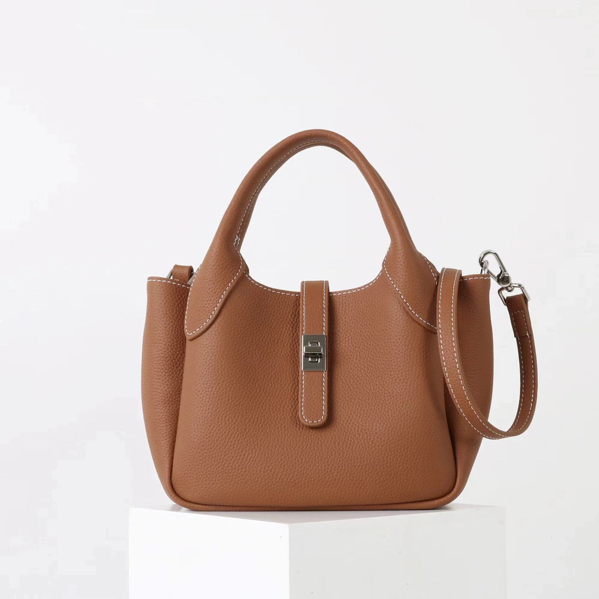 2026 Neue hochwertige Damen-Eimertasche aus Rindsleder, kleine Schulter-Umhängetasche, elegante Pendlerhandtasche für Damen, Grau