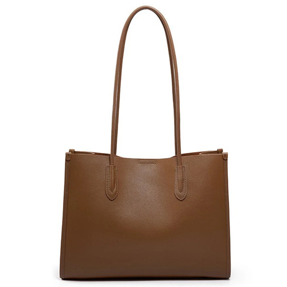 Light Brown 2025 Women OL Handbag Genuine Leather Ladies Shoulder Purse Big Tote Bag Large Capacity Shopper Bags Pocketbooks MYNELIA
