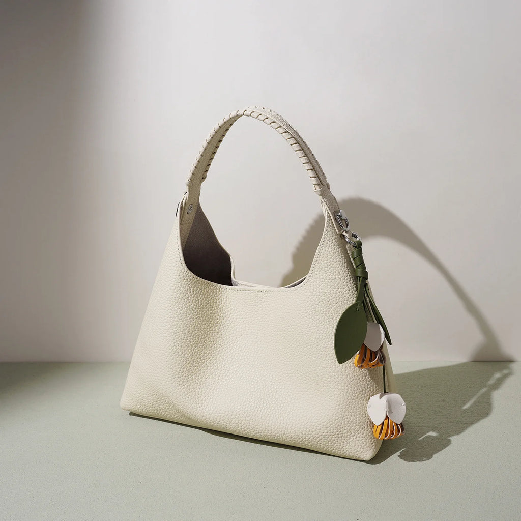 Sac bucket en cuir véritable grain supérieur – Style casual chic