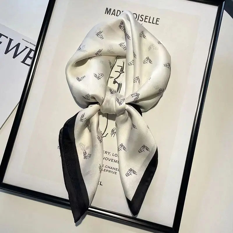 Fashion Luxury Brand 70cm Silk Square Scarf Women Satin Neck Tie Female Hair Bandana Headkerchief Shawl Wrap Hijab Echarpe MYNELIA