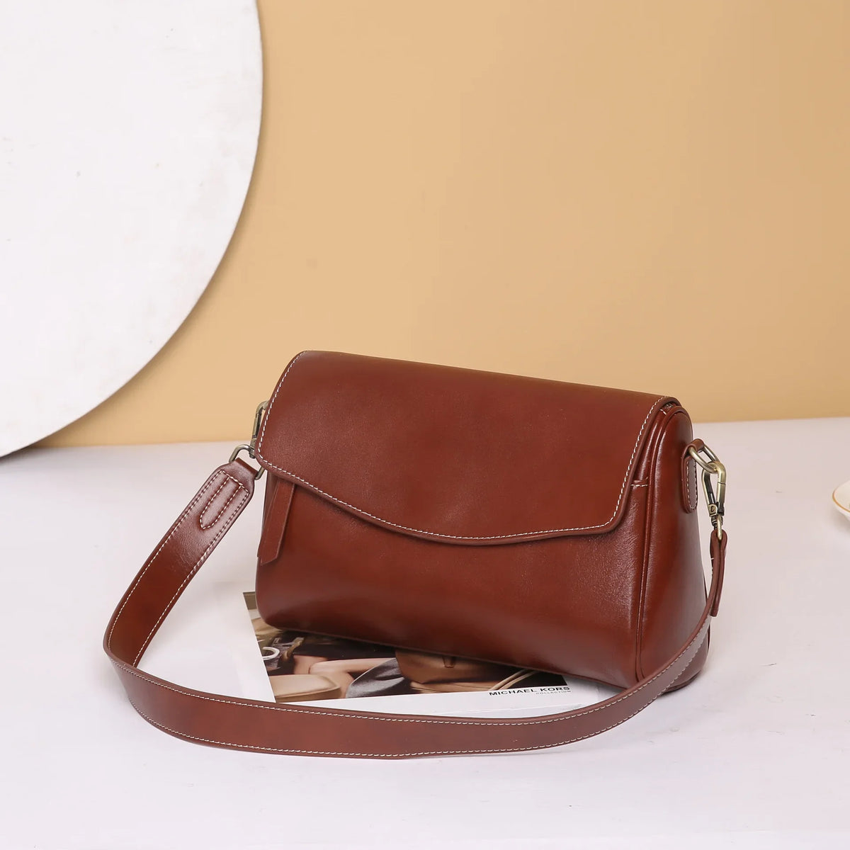 Sac Satchel en Cuir Véritable Souple Minimaliste