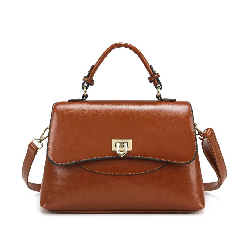 Sac en cuir PU Souple Urbain Lock Buckle Poche Épaule Croisé