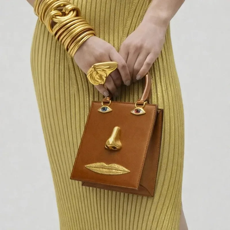 Sac bandoulière femme rigide à visage en relief 3D – TPU