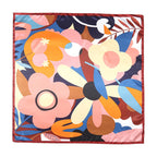 Foulard carré femme en polyester satiné – Motif floral 90 × 90 cm
