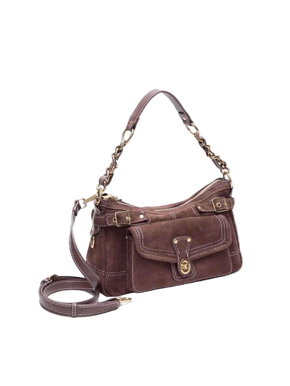 Sac bandoulière rétro vintage Suède PU – Chaîne Style