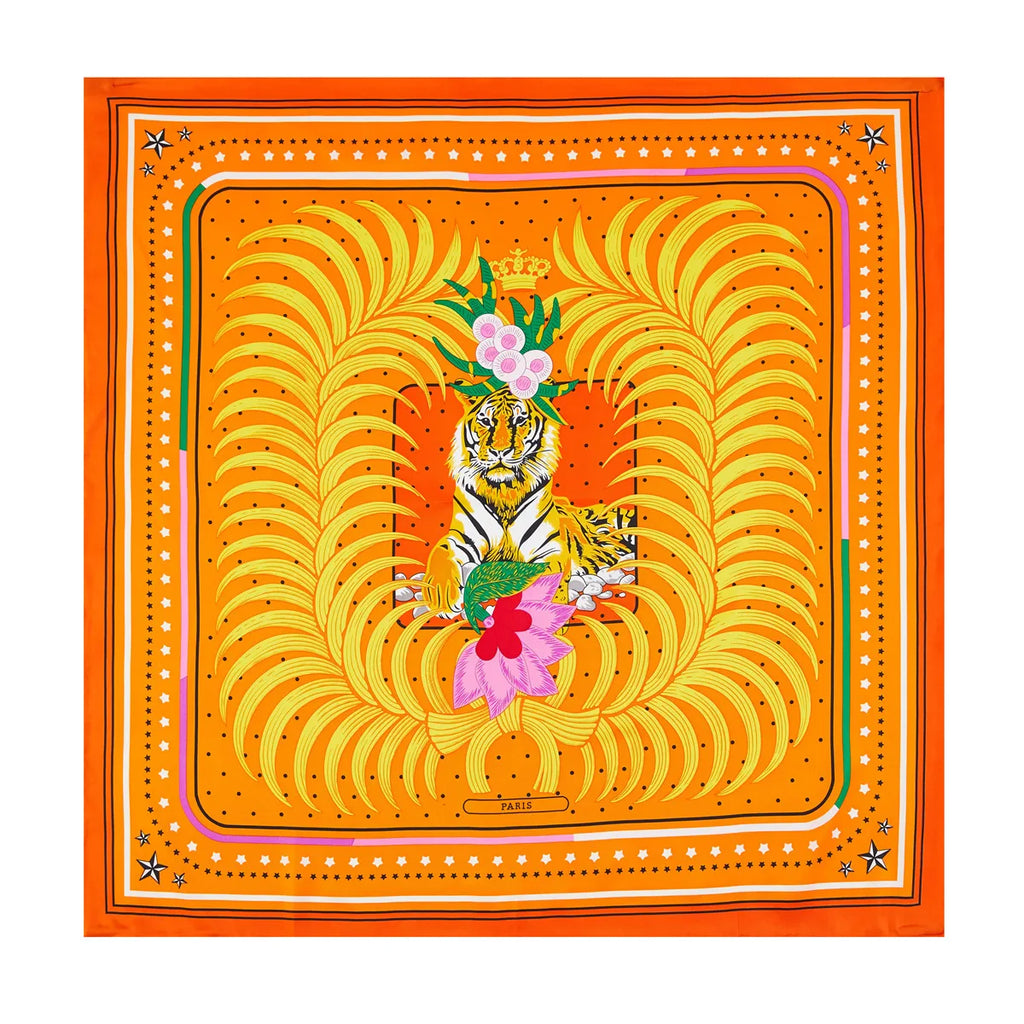 Foulard carré femme en soie imprimée – 90 × 90 cm