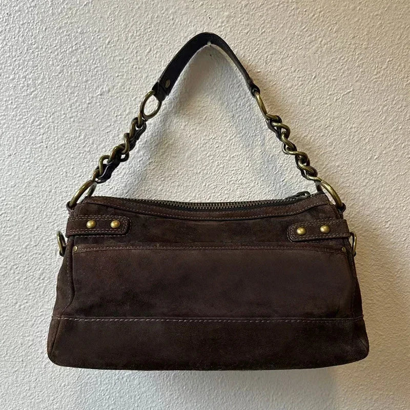 Sac Velours Rétro Flap Métal Chaînes Port  Croisé