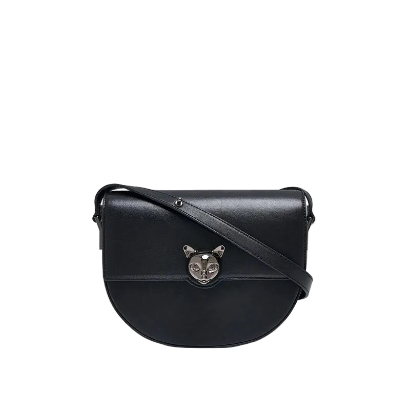 Sac selle en cuir véritable – Cadenas décoratif,Poche rabat