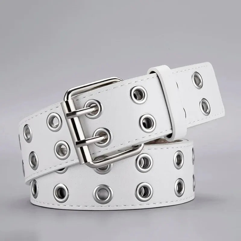 Ceinture Tendance Double Trou — Style Y2K Punk Rock, Sans Poinçon, 110 cm MYNELIA