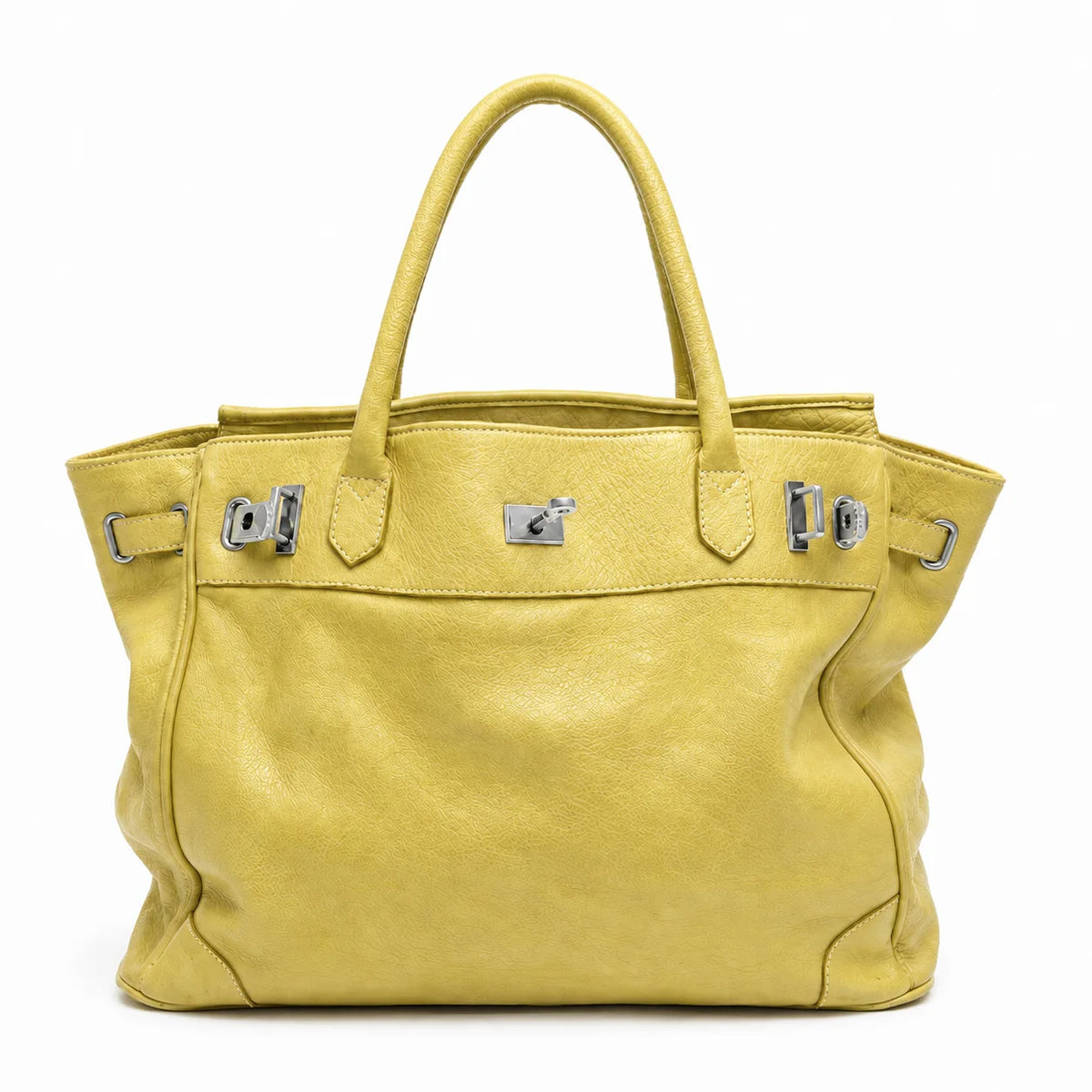 Sac Tote en cuir PU Souple Boucles Métal Double Poignée