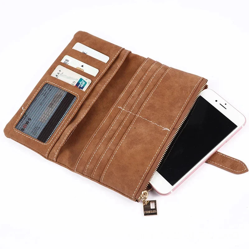 Portefeuille en cuir PU Multi-Compartiments Clutch