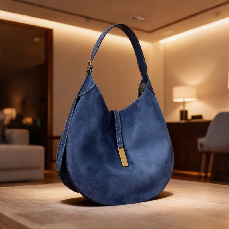 Sac à bandoulière en daim Véritable – Style équestre MYNELIA